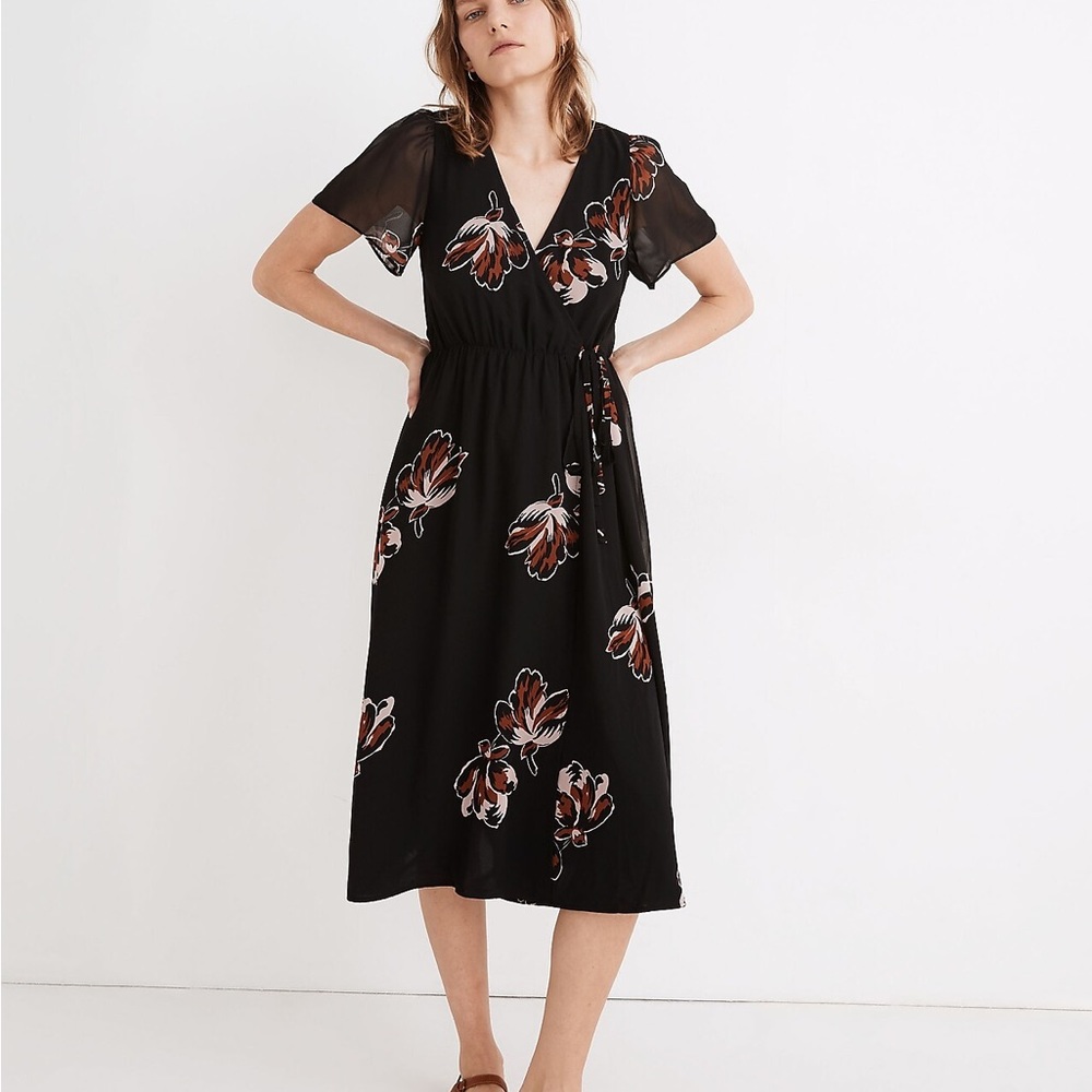 Madewell Georgette Tie-Wrap Midi Dress